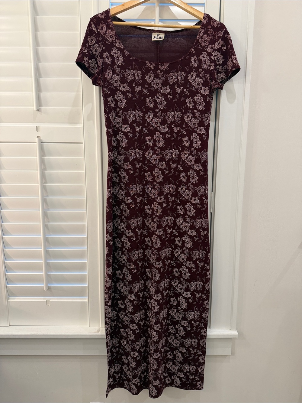 Vintage 90’s Floral Scoop Neck Maxi Dress - Burgundy